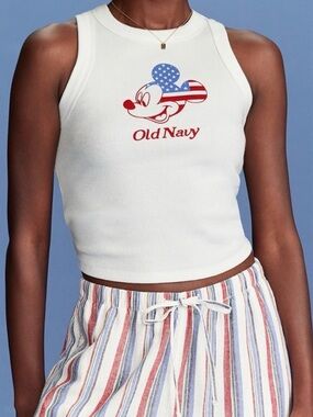 ❗️$10 Sale ❗️ Old Navy White Tank with Red and Blue Mickey Graphic